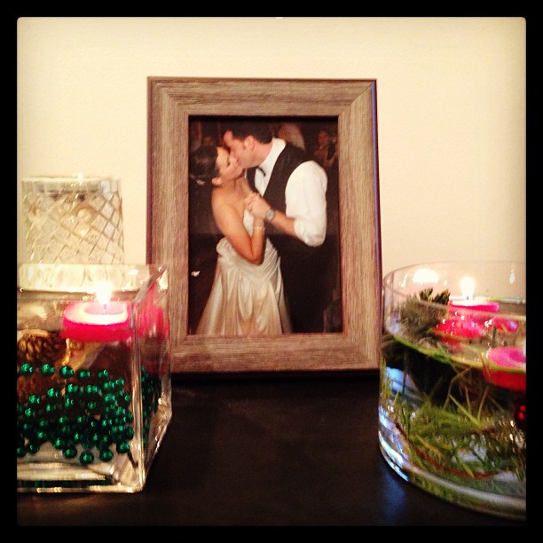 holiday decor and one of my favorite wedding pics! #floatingcandles #holiday #merrilymarried @seanhenri
