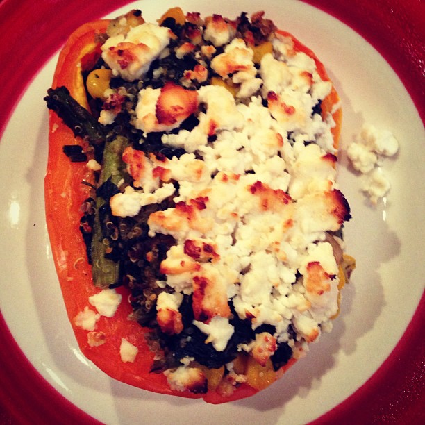 stuffed peppers #quinoa #veggies #feta