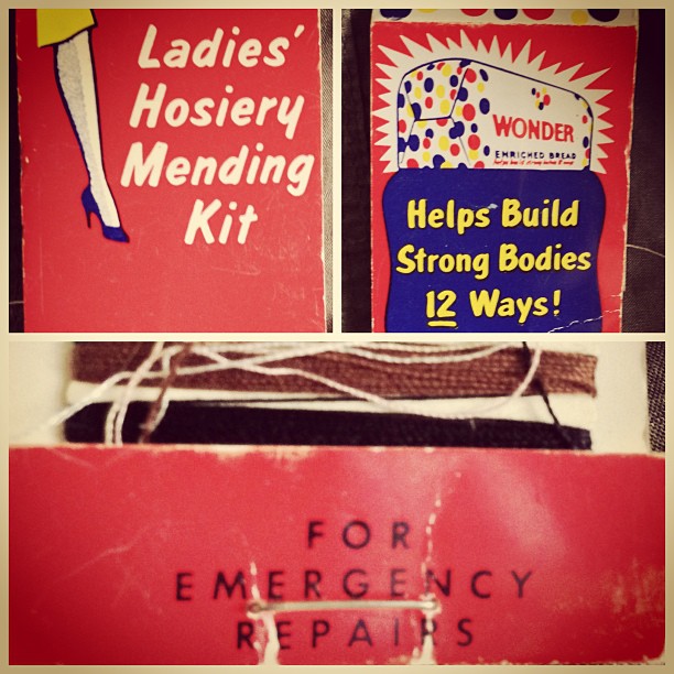 things you find in your grandmothers old sewing box. #foremergencyrepairs