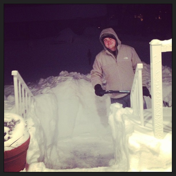 my hubby getting started on 30in of snow... @seanhenri #blizzard