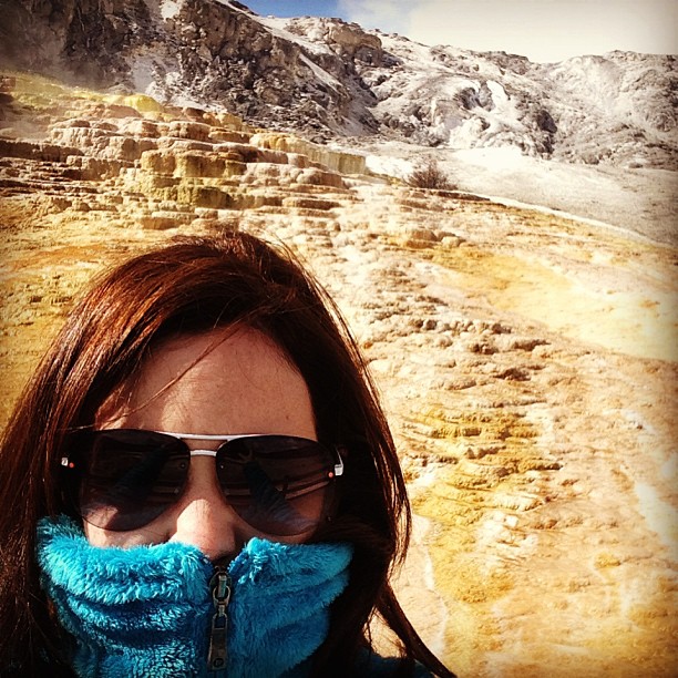 windy day at mammoth hot springs !