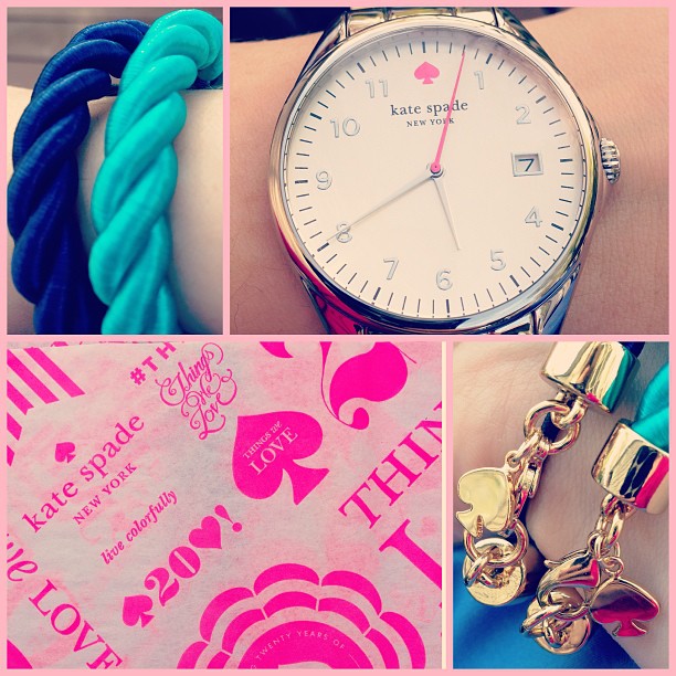 happy new job to me! my husband knocks my socks off. thank you, @seanhenri  #newjobyikes! #katespadeny #atleastillknowwhattimeitis