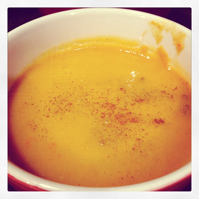 homemade sweet potato and apple soup